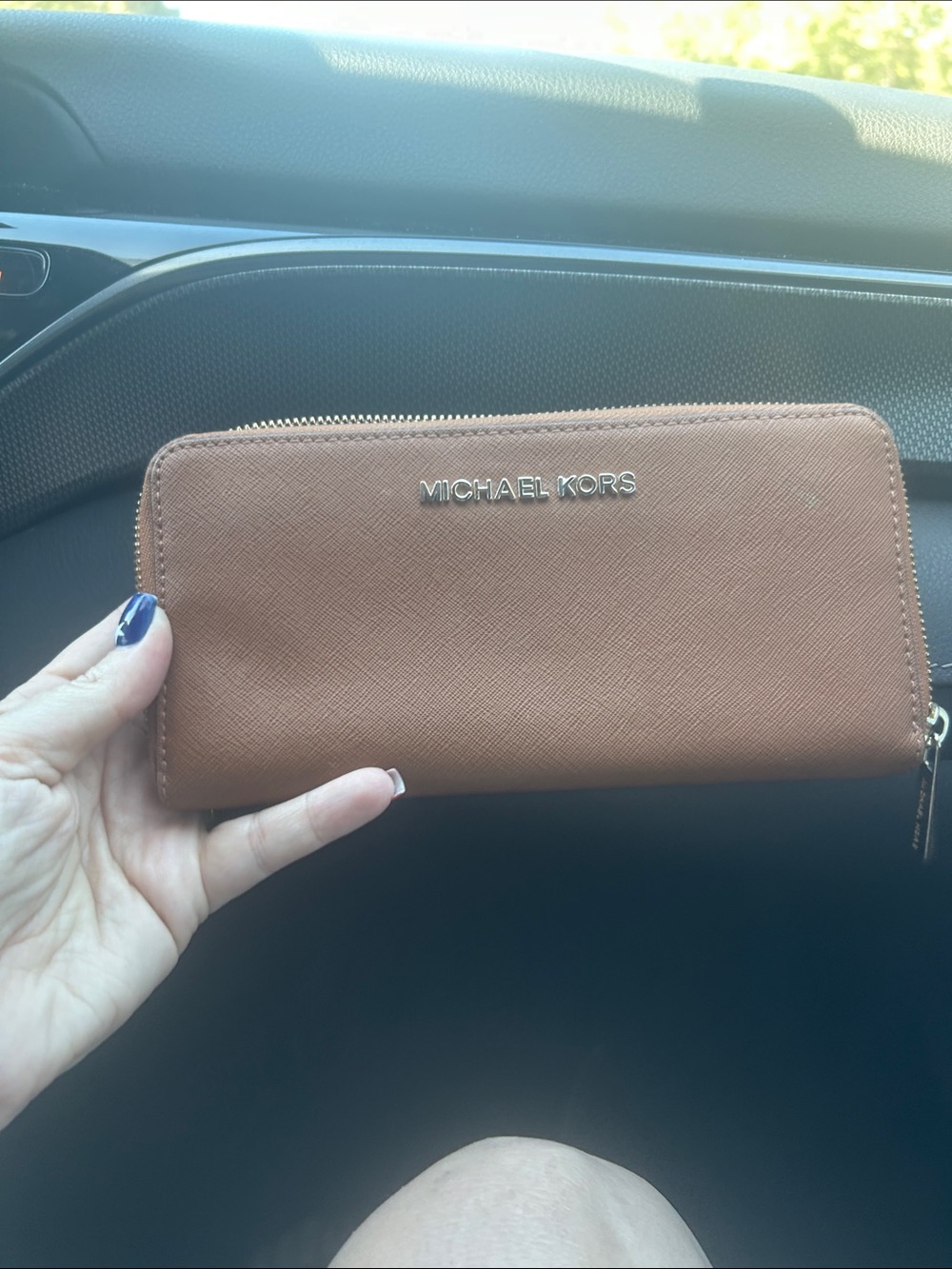 Michael Kors Brown Zip-Around Saffiano Wallet